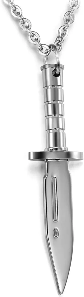 Hamoery Men Women Punk Stainless Steel Knife Dagger Chain Pendant Necklace