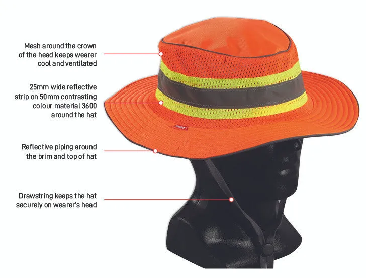 Hi Vis Full Brim Safari Hat - Be Seen And Be Shaded!