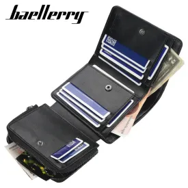 High-Quality PU Leather Men's Zipper Wallet with Cardholder