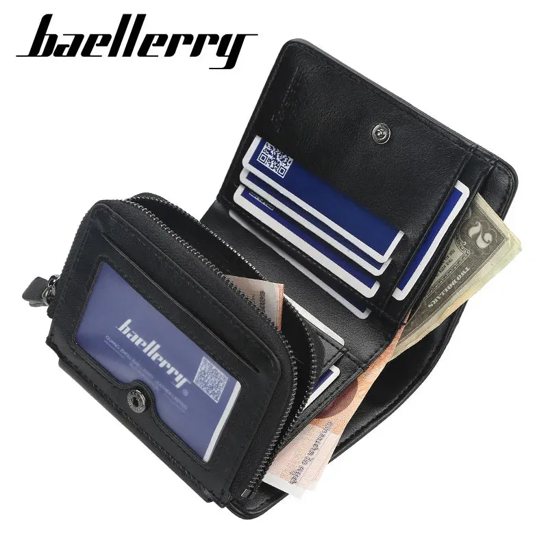 High-Quality PU Leather Men's Zipper Wallet with Cardholder