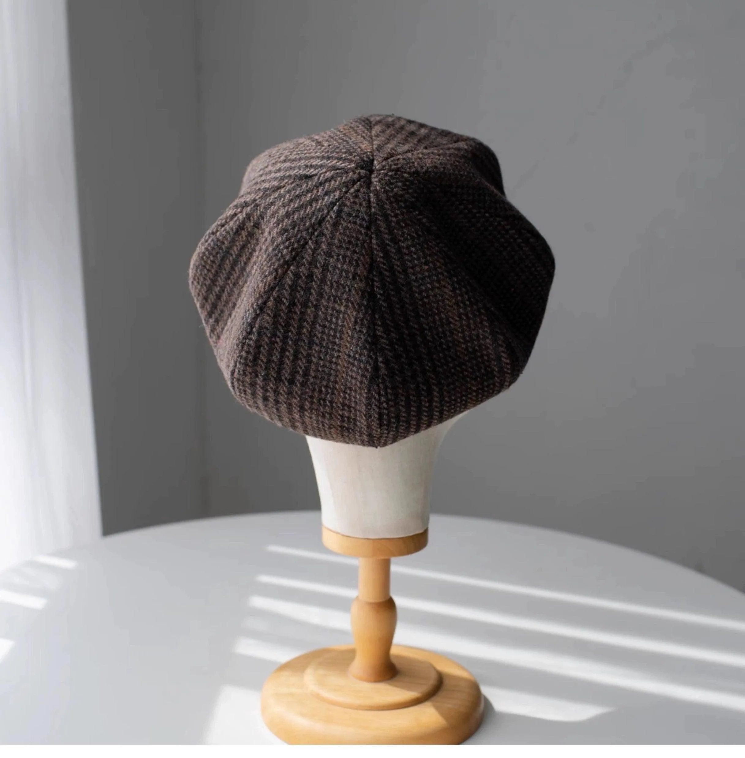 Houndstooth Oversized Unisex Wool Beret