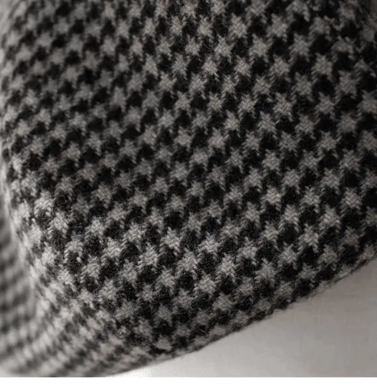 Houndstooth Oversized Unisex Wool Beret