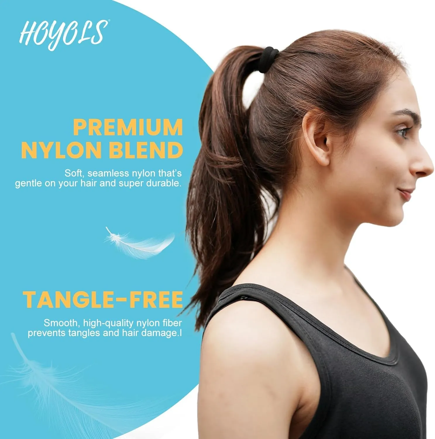 HOYOLS Seamless Hair Ties, Soft Cloth Fabric Black Bands, Large Ponytail Holder for Scrunchies Headbands Accessories for Women Girl 100 Pcs 1.5 Inch