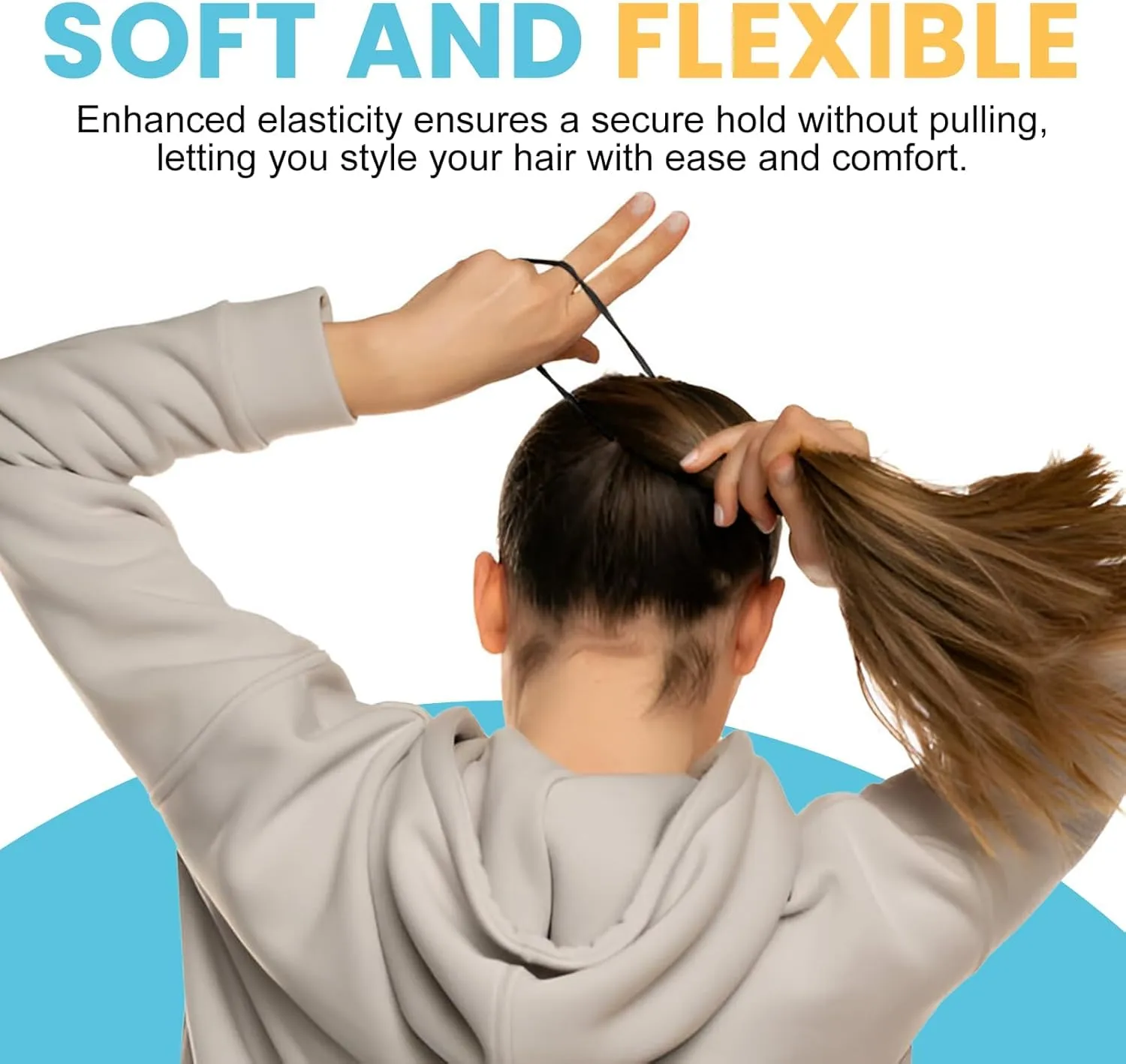 HOYOLS Seamless Hair Ties, Soft Cloth Fabric Black Bands, Large Ponytail Holder for Scrunchies Headbands Accessories for Women Girl 100 Pcs 1.5 Inch