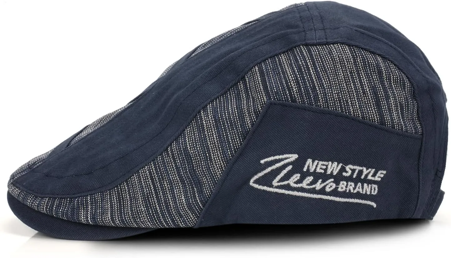 M MOACC Men's Newsboy Caps Cotton Buckle Adjustable Beret Hat Flat Driving Cap Cabbie Gatsby Hats