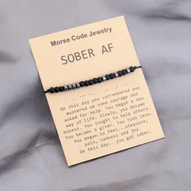 MAOFAED Addiction Recovery Inspirational Morse Code Bracelet - 12 Step AA NA Gift Recovery Bracelet