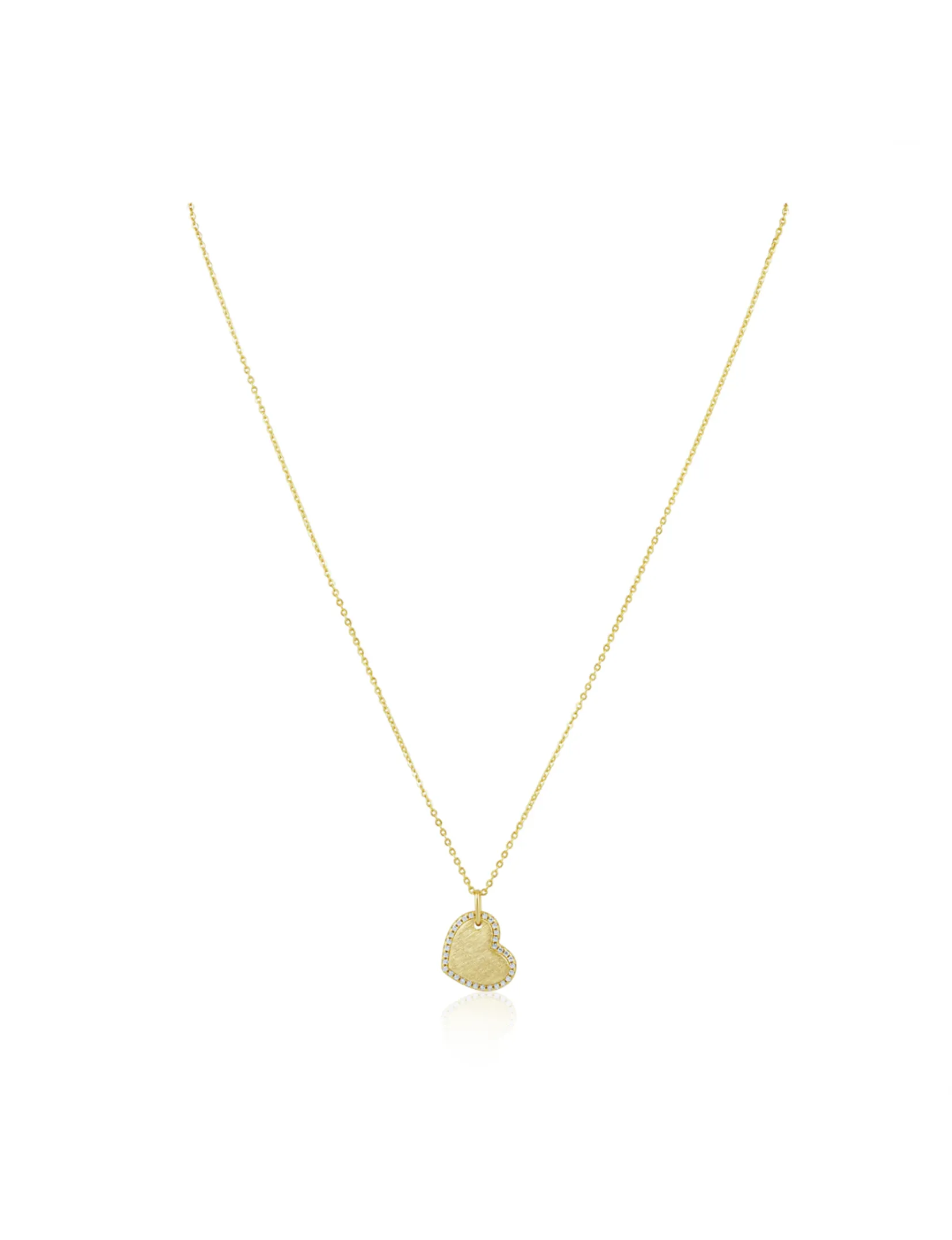 Megan CZ Heart Necklace, Gold