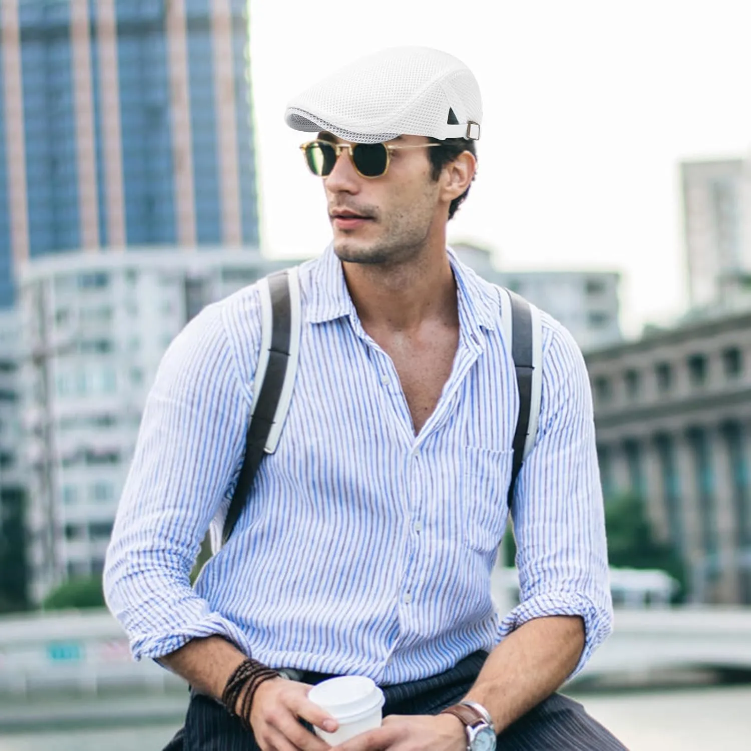 meioro Mens Breathable Mesh Summer Hat Adjustable Flat Cap Newsboy Beret Ivy Cap Irish Cabbie Fishing Hats