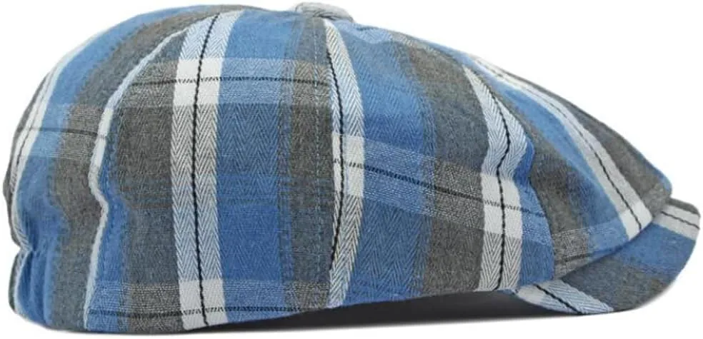 Mens Plaid Newsboy Cap Scally Newsies Ivy Cabbie Golf Hat
