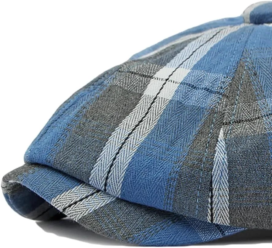 Mens Plaid Newsboy Cap Scally Newsies Ivy Cabbie Golf Hat