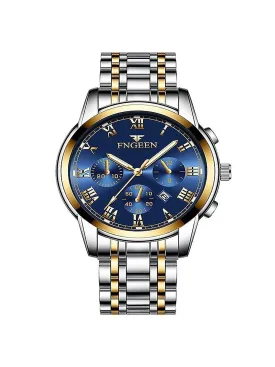 Men'S Stainless Steel Waterproof Quartz Wristwatch