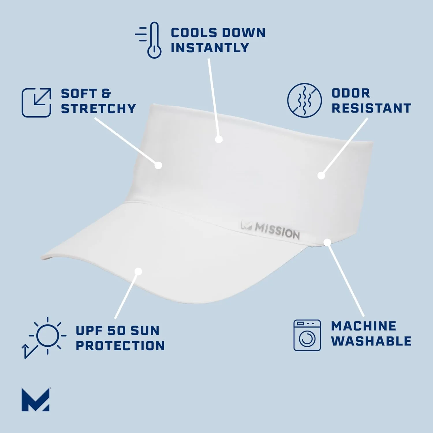 MISSION Cooling Stretchy Visor - Unisex Visor Hat for Men and Women, No Slip Band, UPF 50 Sun Protection Visor