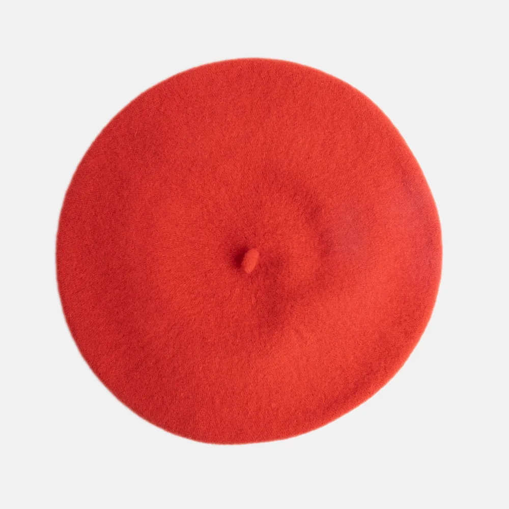Orange Pure Merino Classic Beret