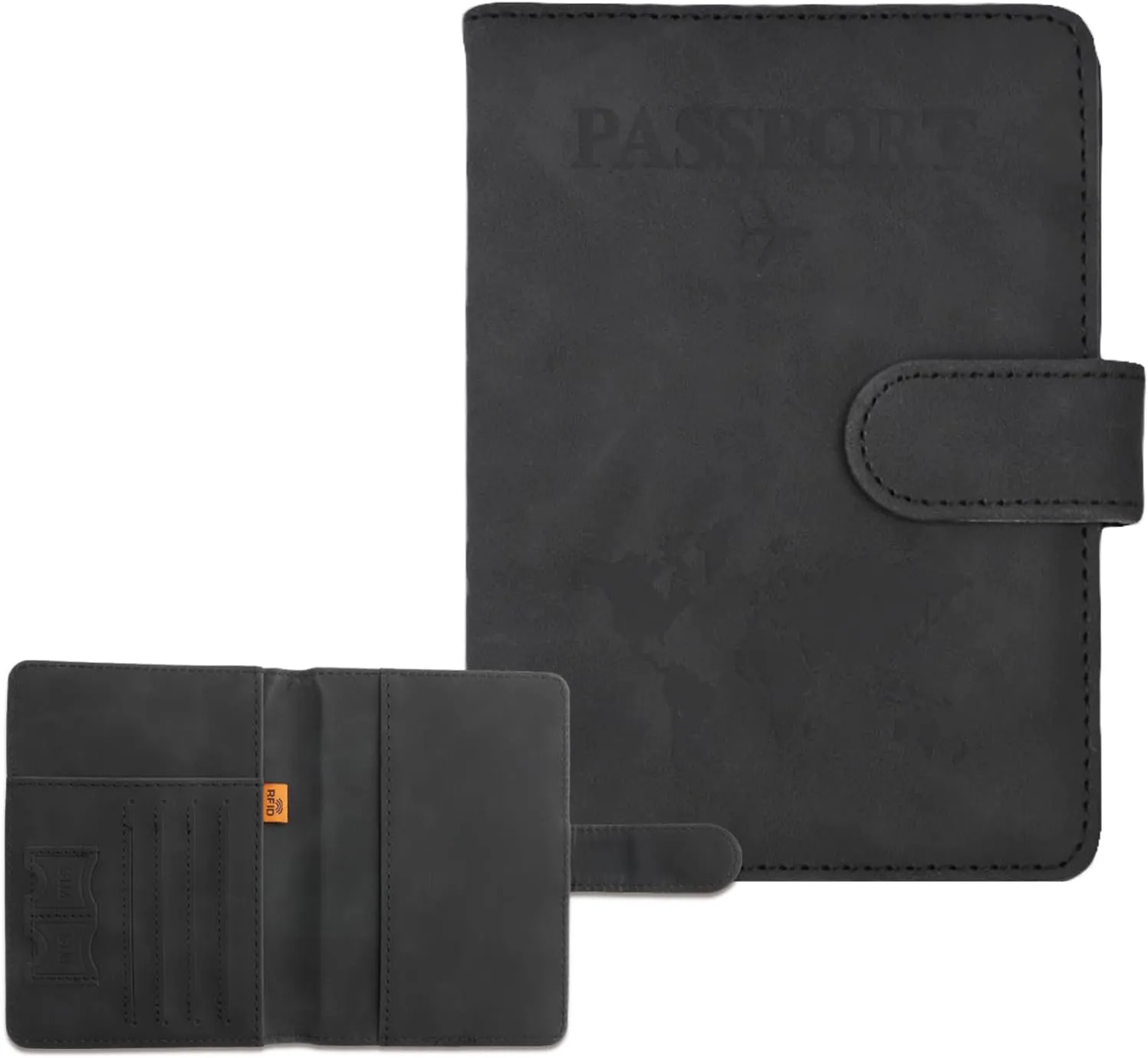 Passport Holder for Travel, RFID Passport Holder, Black Passport Cover Case, Passport Wallet PU Leather Passport Book Travel Wallet with Card Holder Travel Must Haves Accessories for Women and Men