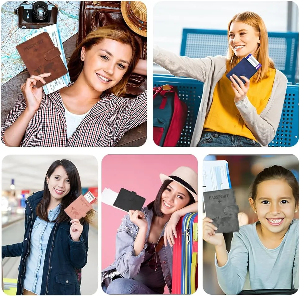 Passport Holder for Travel, RFID Passport Holder, Black Passport Cover Case, Passport Wallet PU Leather Passport Book Travel Wallet with Card Holder Travel Must Haves Accessories for Women and Men