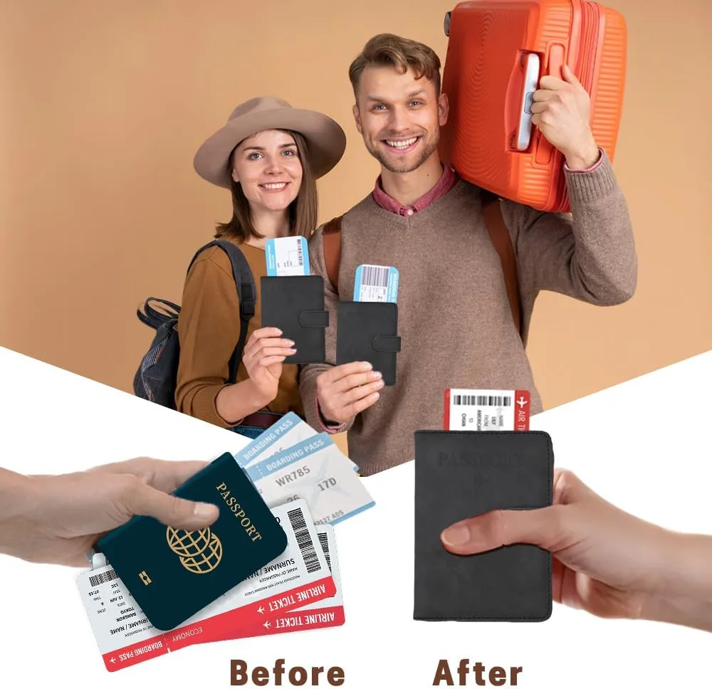 Passport Holder for Travel, RFID Passport Holder, Black Passport Cover Case, Passport Wallet PU Leather Passport Book Travel Wallet with Card Holder Travel Must Haves Accessories for Women and Men