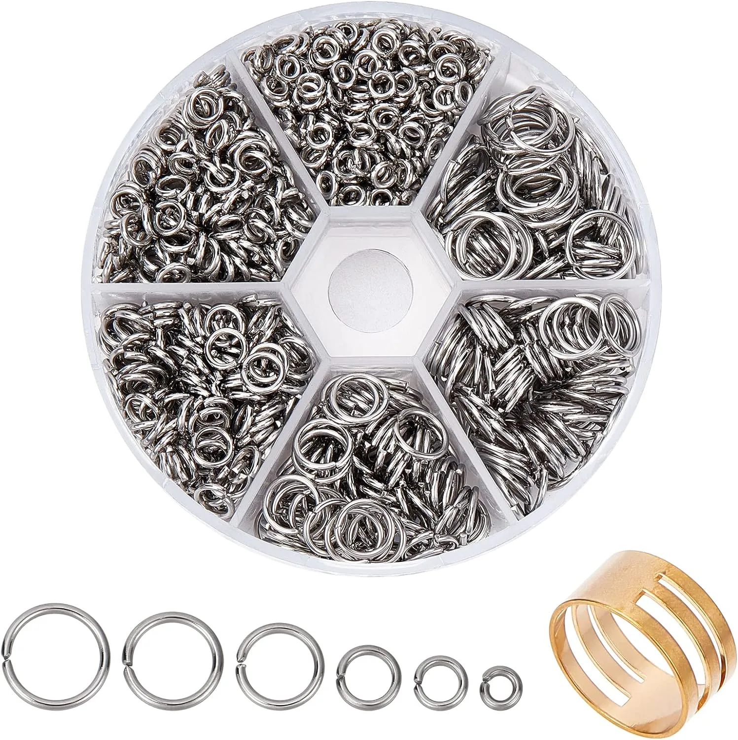 PH PandaHall 1000pcs 304 Stainless Steel Jump Rings, 18-Gauge Open Jump Ring 4/5/6/8/9/10mm Connector Rings O Ring Chainmail Rings for Earring Bracelet Necklace Jewelry Keychain DIY Craft Making