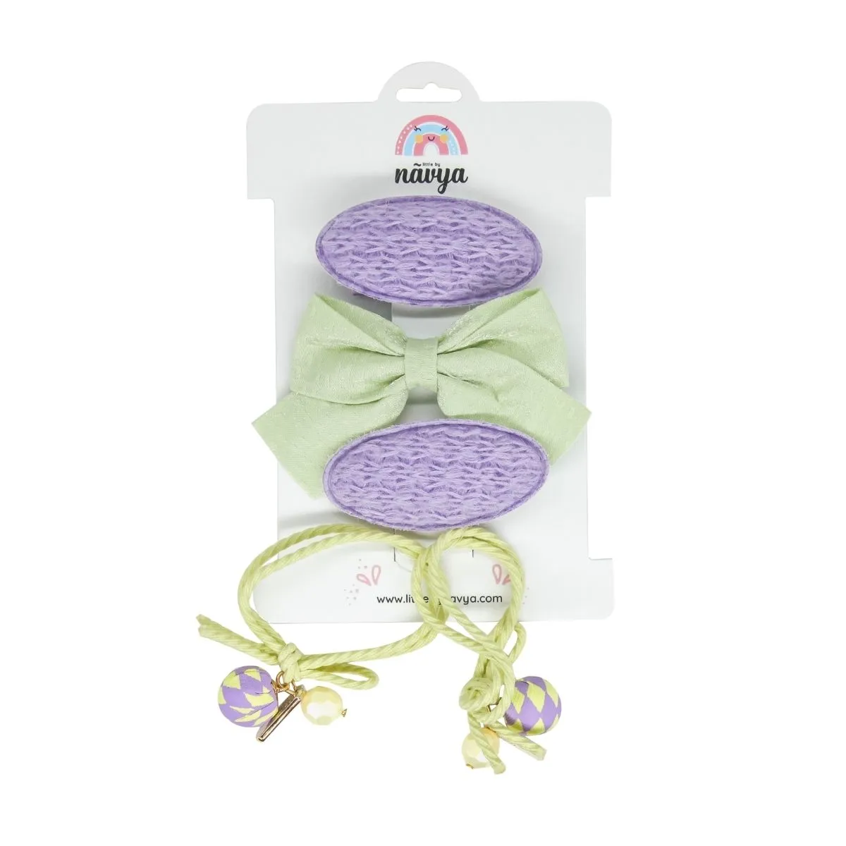 Princess Charming Tic Tac Hair Clip and Rubberband Set of Four - Purple (3-8 Years)