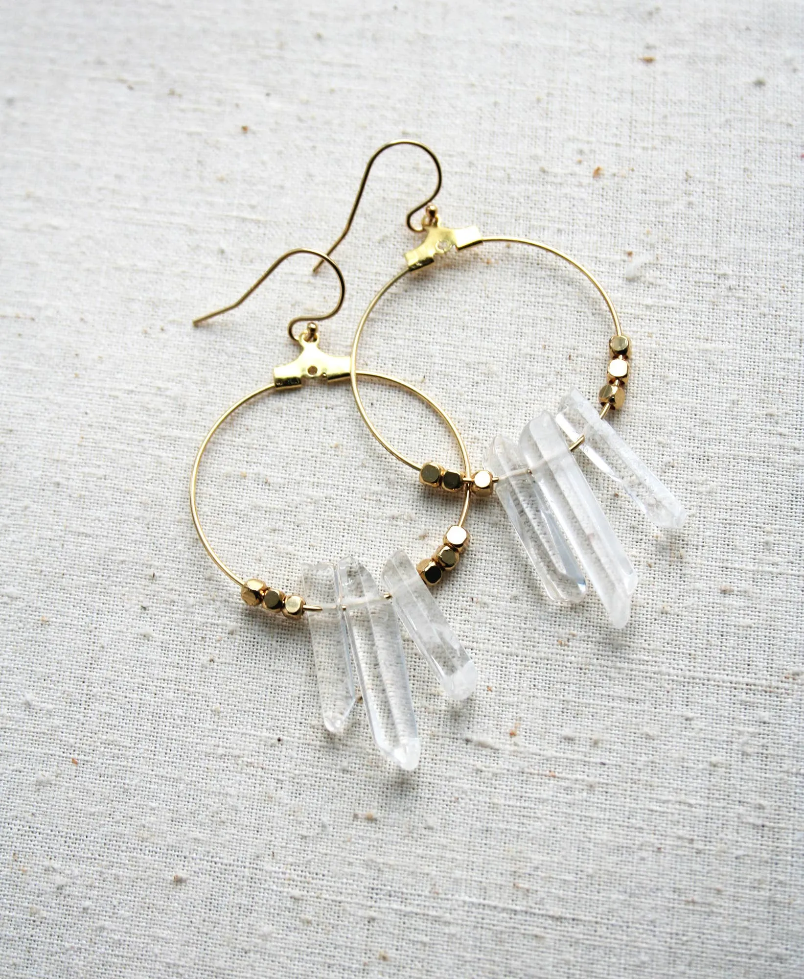 Raw Crystal Hoops
