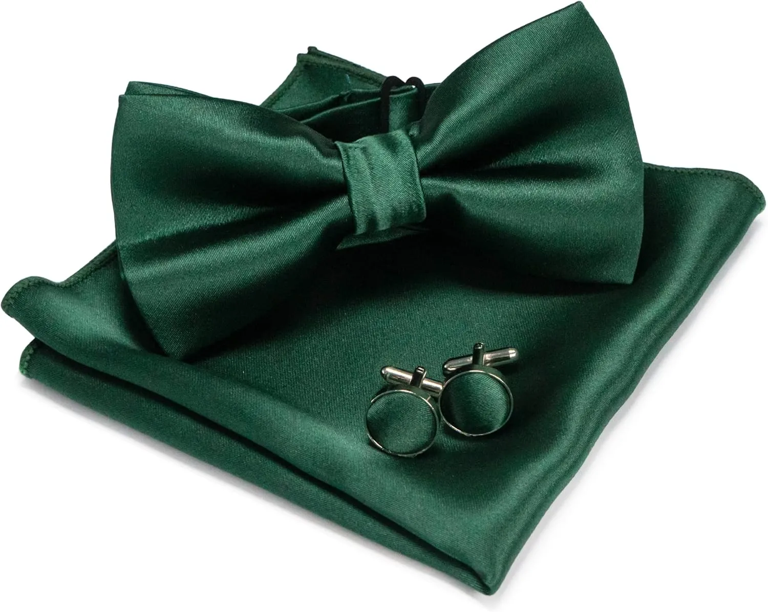 RBOCOTT Solid Color Bow Tie and Pocket Square with Cufflinks Sets for men Party
