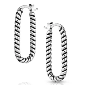 Rustic Rope Rectangle Hoop Earrings