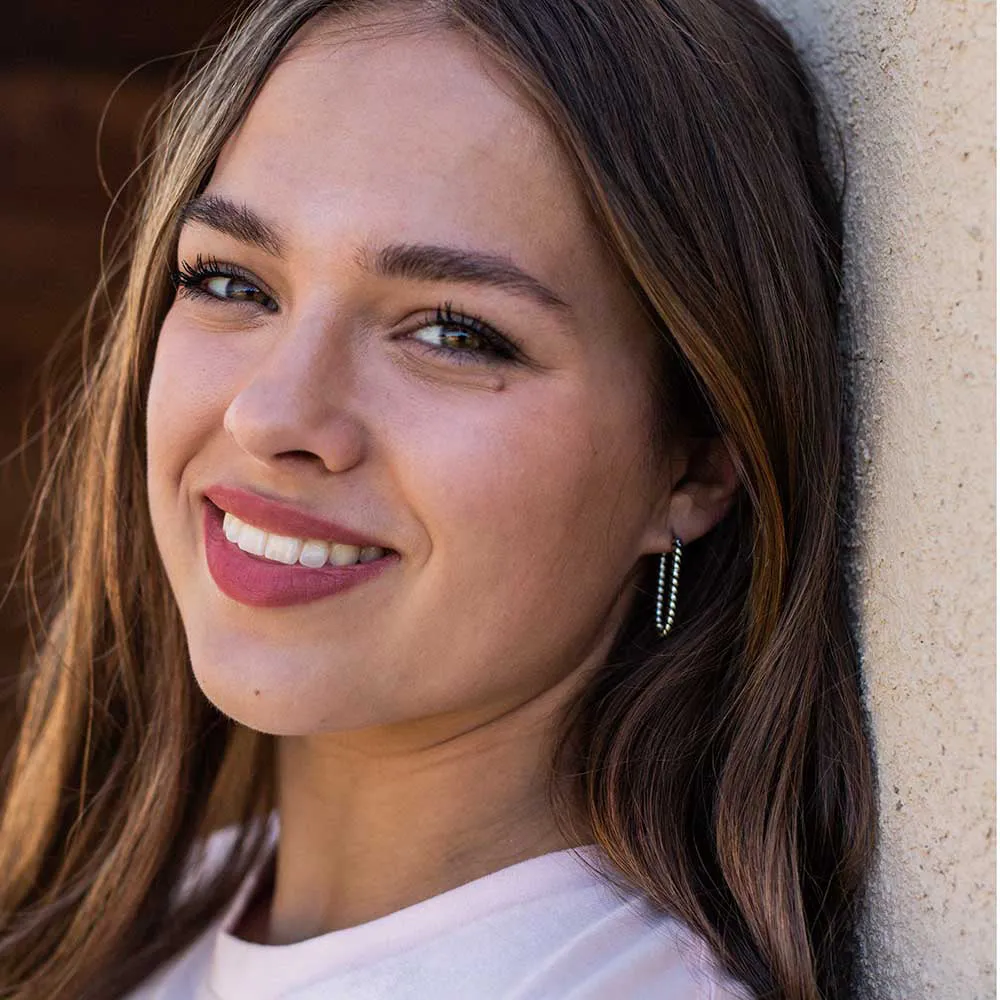 Rustic Rope Rectangle Hoop Earrings
