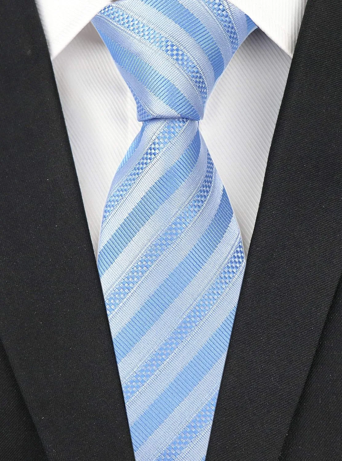 Secdtie Men's Classic Stripe Jacquard Woven Silk Tie Formal Party Suit Necktie