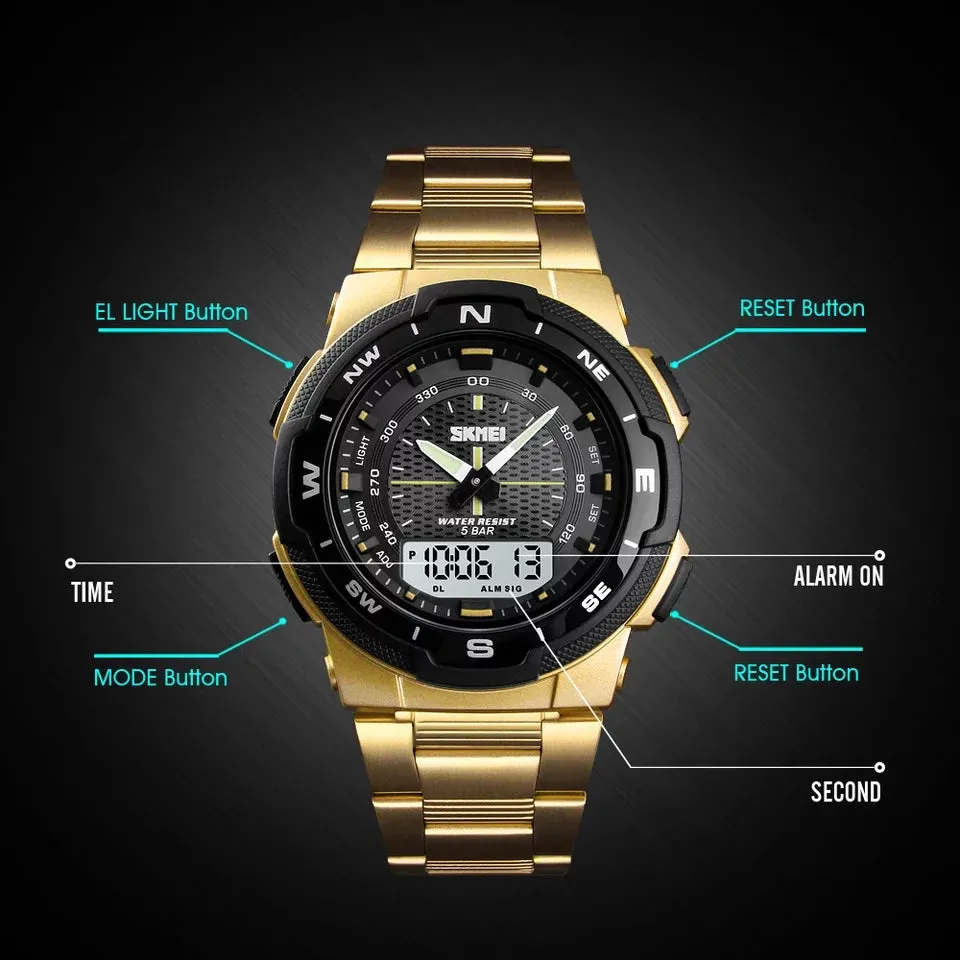 SKMEI 1370 Waterproof Stainless Steel Chronograph Watch
