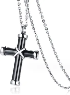 Stainless Steel Cross Cremation Ashes Urn Pendant Necklace Jewelry Lord??s Prayer Cross Ashes Necklaces Memorial Keepsake with Filling Kit