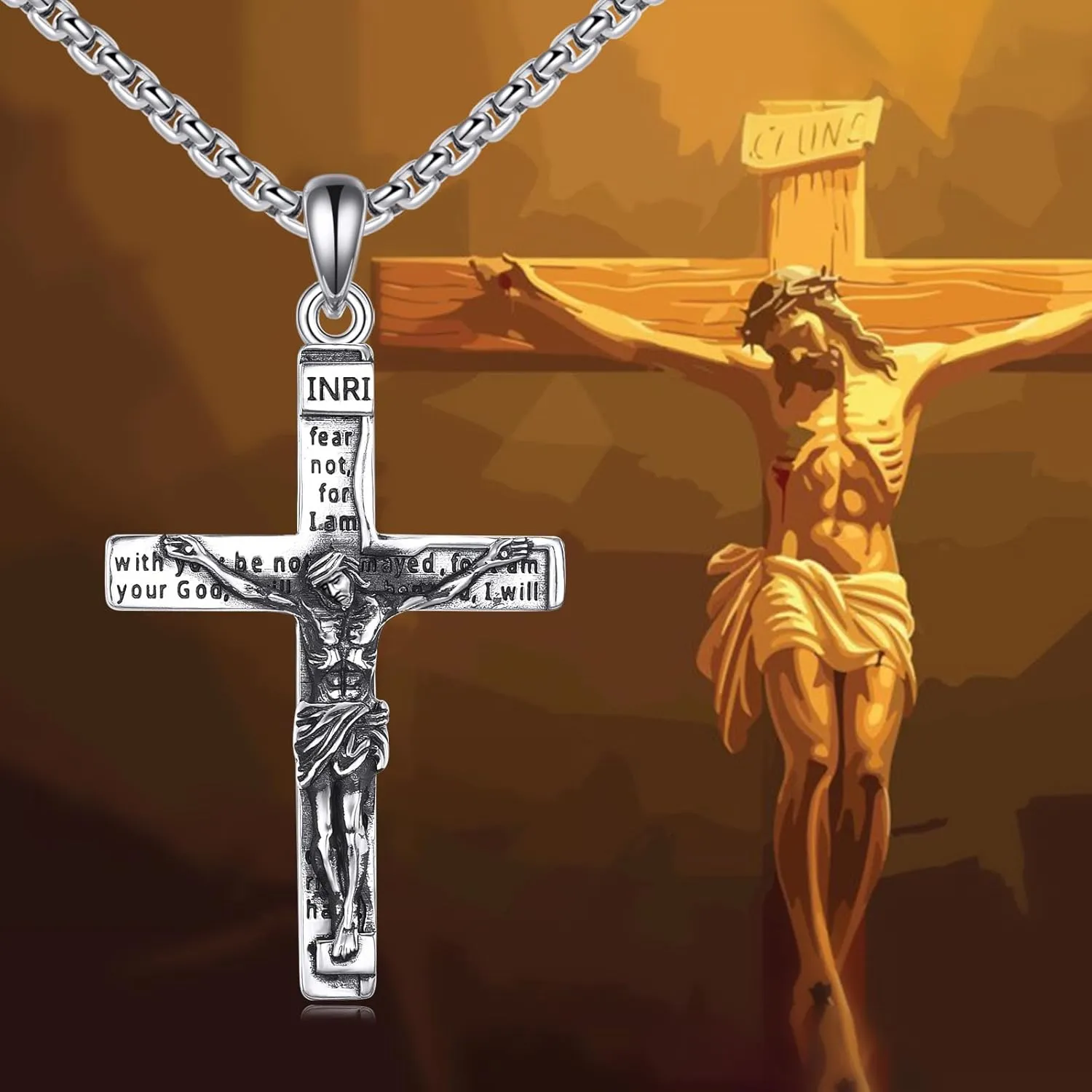 Sterling Silver St Michael/Crucifix/St Christopher/St Jude/Virgin Mary Necklace for Men Women Patron Saint Pendant Amulet Medal Religion Jewelry Gifts