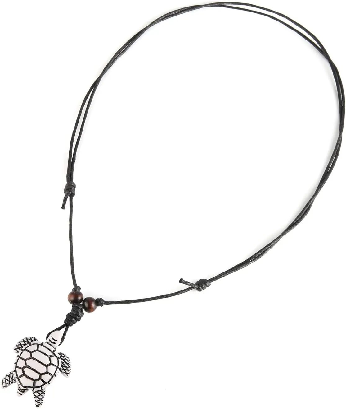 STWTR Hawaiian Turtle Pendant Necklace Men Women - Adjustable Rope Surfer Necklace Handmade Necklace
