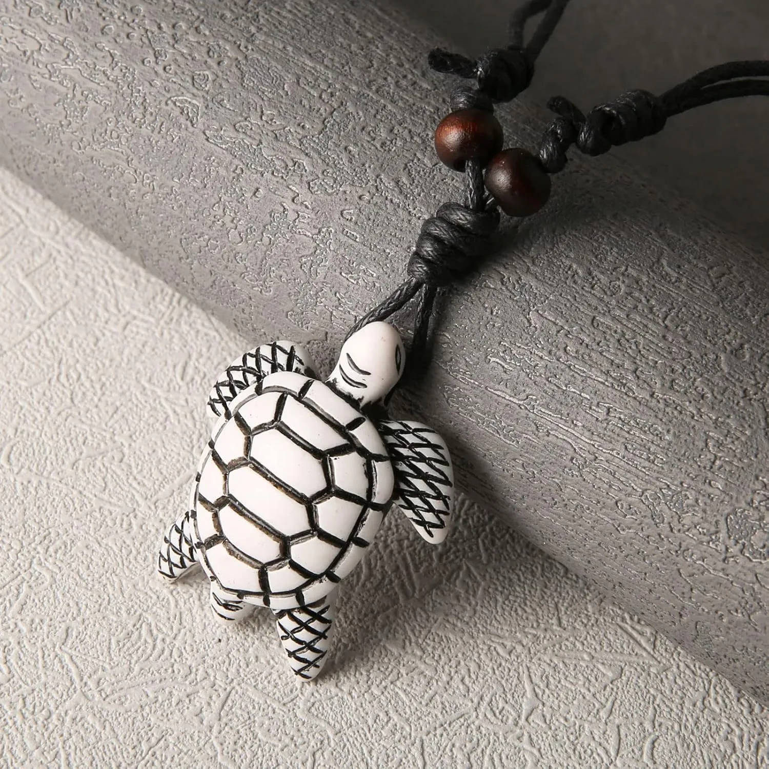 STWTR Hawaiian Turtle Pendant Necklace Men Women - Adjustable Rope Surfer Necklace Handmade Necklace