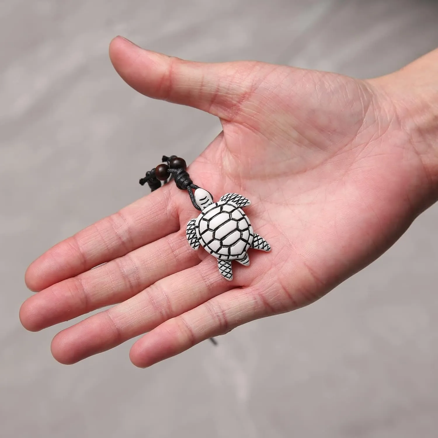 STWTR Hawaiian Turtle Pendant Necklace Men Women - Adjustable Rope Surfer Necklace Handmade Necklace
