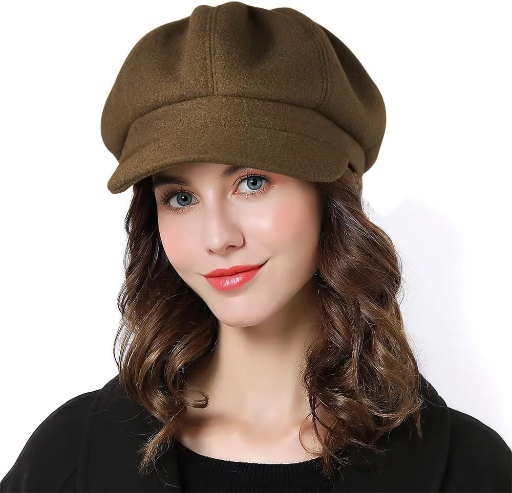 Sumolux Women Beret Newsboy Hat French Wool Cap Classic Autumn Spring Winter