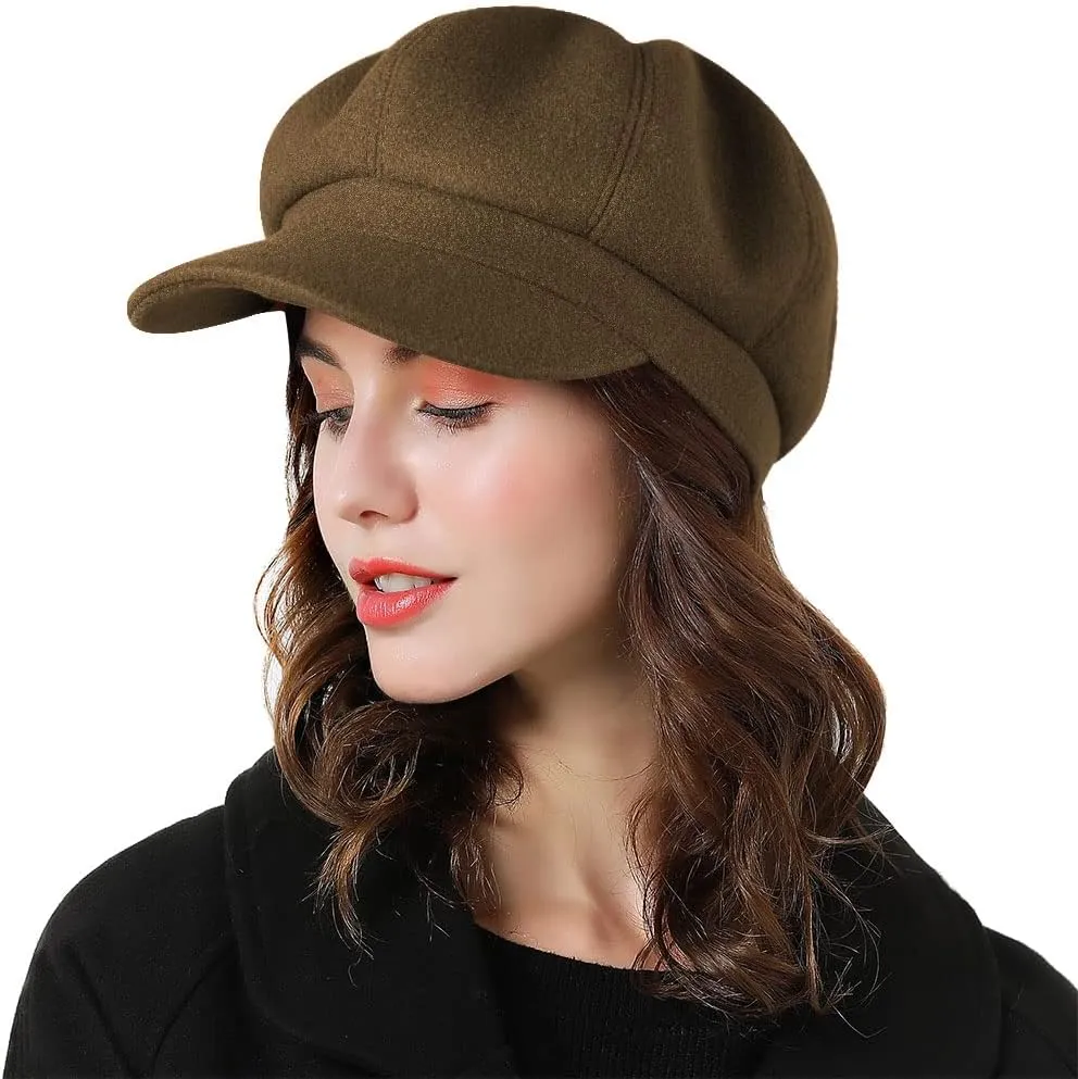 Sumolux Women Beret Newsboy Hat French Wool Cap Classic Autumn Spring Winter
