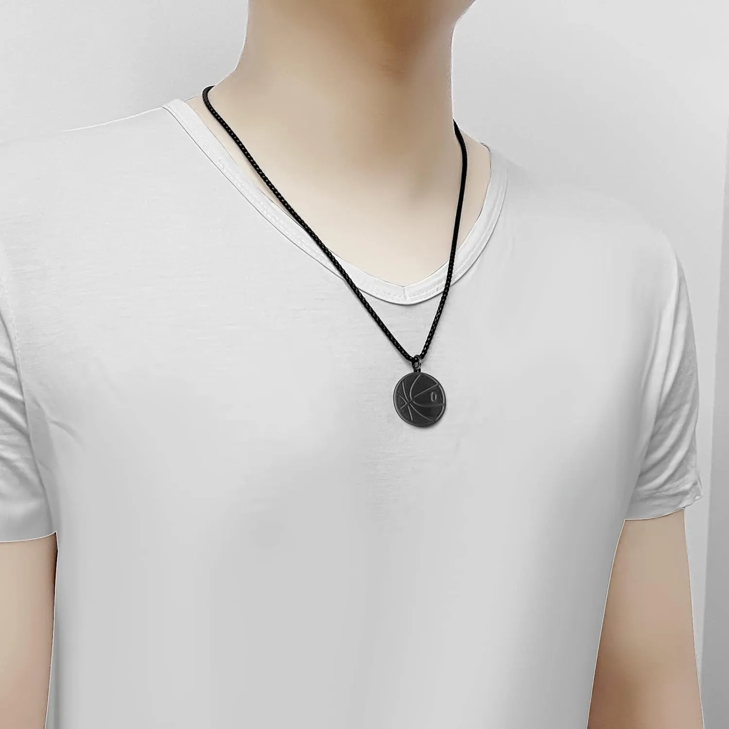 Susook Basketball Number Necklace for Men Black Stainless Steel Basketball Charm Pendant Personalized PH4:13 Bible Verse I Can Do All Things Sport Jewelry Gifts for Men
