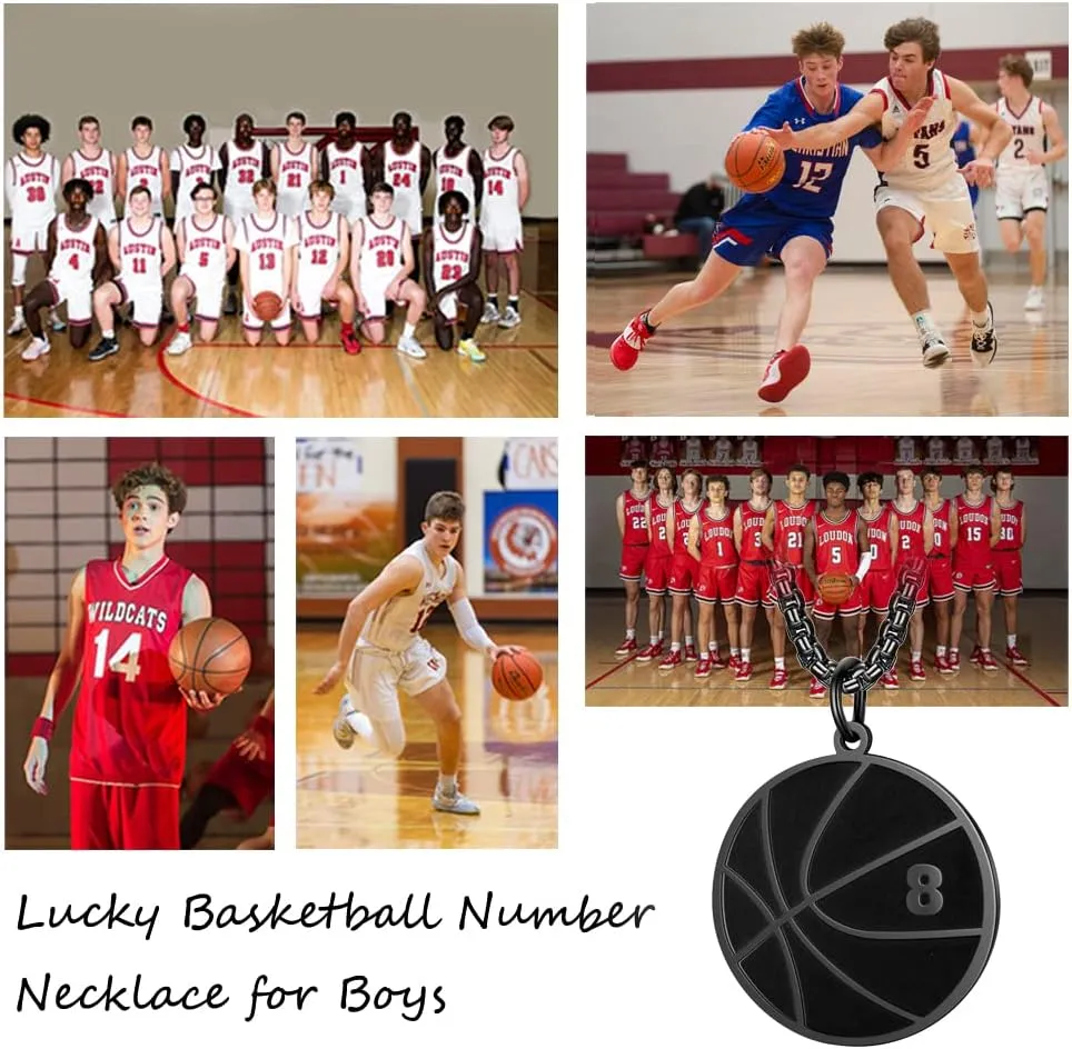 Susook Basketball Number Necklace for Men Black Stainless Steel Basketball Charm Pendant Personalized PH4:13 Bible Verse I Can Do All Things Sport Jewelry Gifts for Men