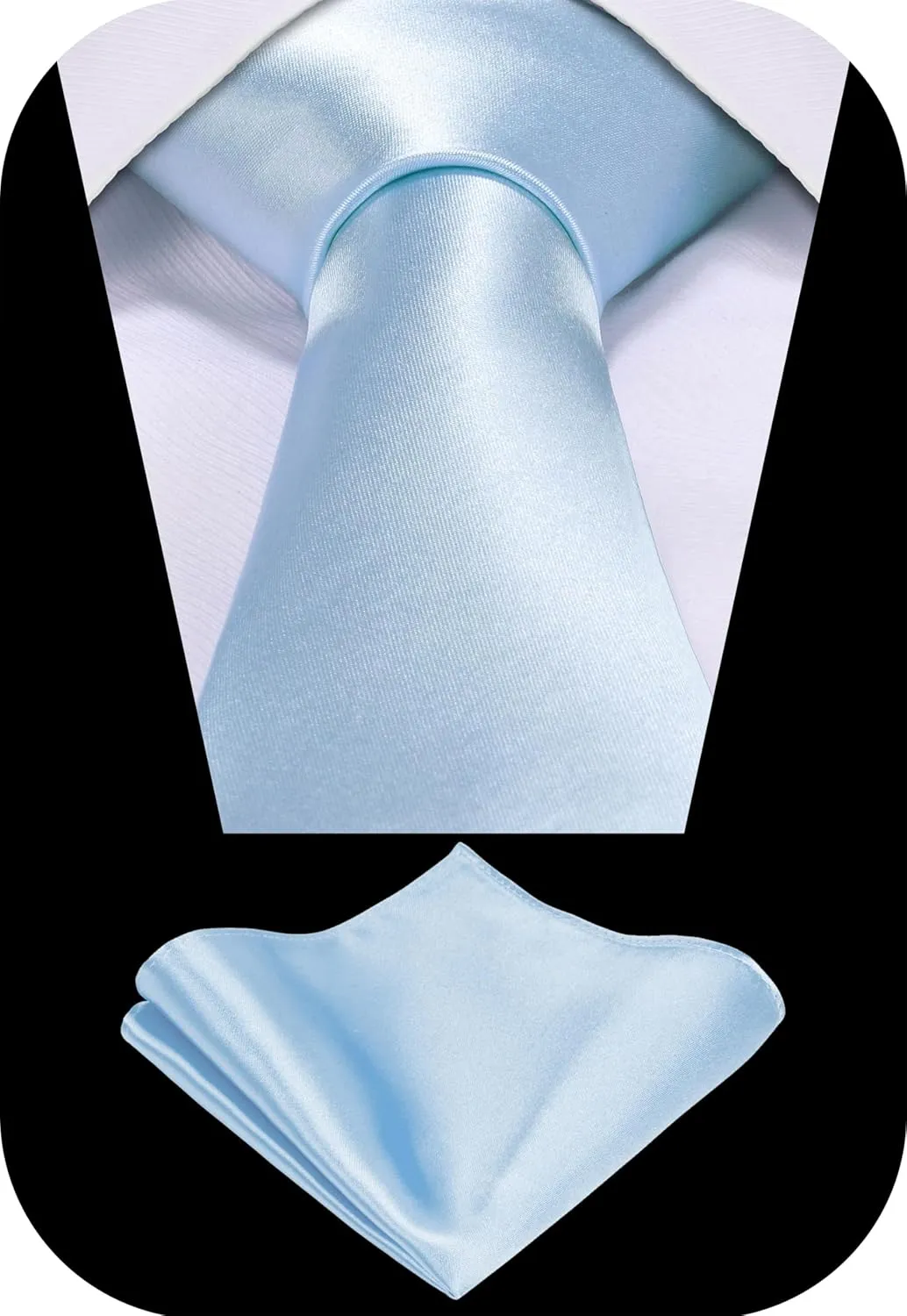 TIE G Solid Satin Woven dyed Color Formal Necktie and Pocket Square Sets in Gift Box