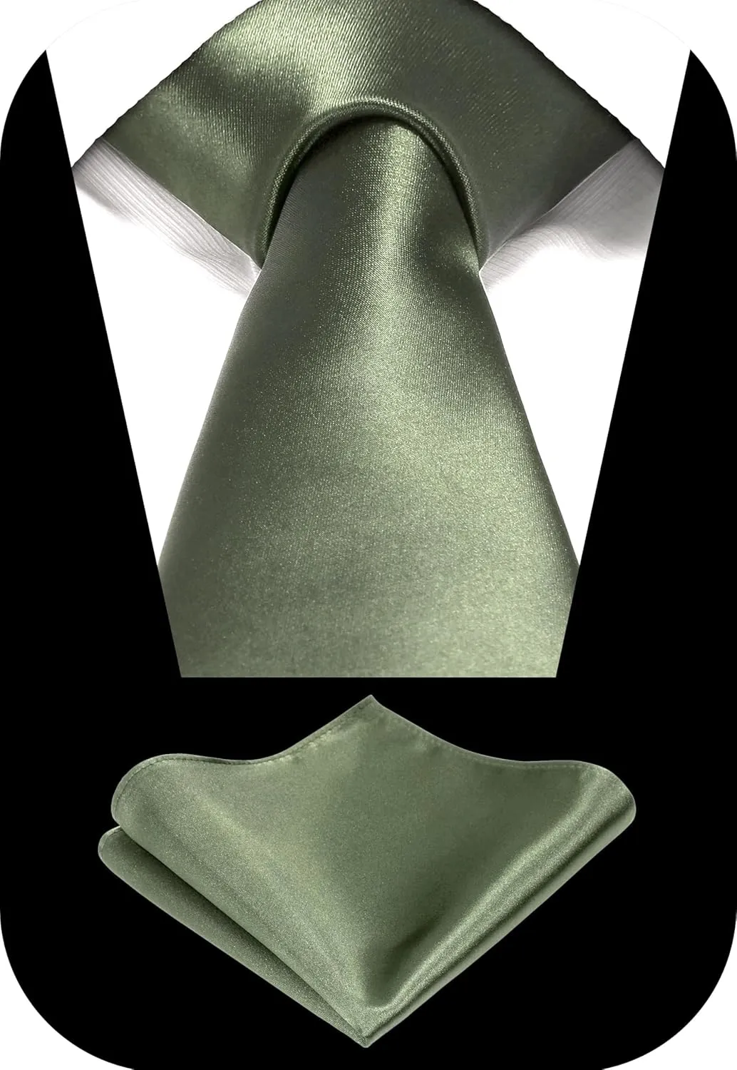 TIE G Solid Satin Woven dyed Color Formal Necktie and Pocket Square Sets in Gift Box