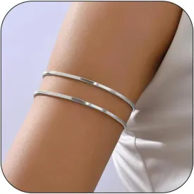 Todenb Upper Arm Cuff for Women Minimalist Adjustable Arm Band Gold Silver Arm Cuff Multi-Layer Arm Bracelet Upper Arm Jewelry