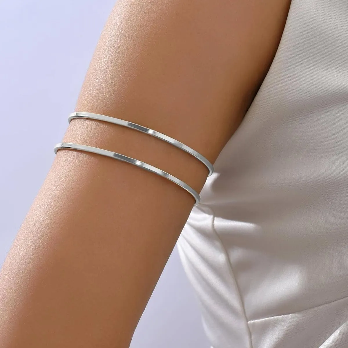 Todenb Upper Arm Cuff for Women Minimalist Adjustable Arm Band Gold Silver Arm Cuff Multi-Layer Arm Bracelet Upper Arm Jewelry