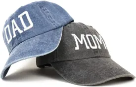 Trendy Apparel Shop Capital Mom and Dad Pigment Dyed Couple 2 Pc Cap Set