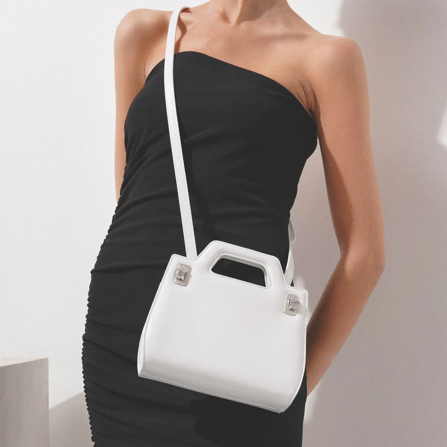 Wanda mini white leather bag