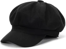 Women's Octagonal Newsboy Cap - Vintage 8 Panels Paperboy Visor Gatsby Cabbie Hat Solid Color Painter Cap for Girls Teens