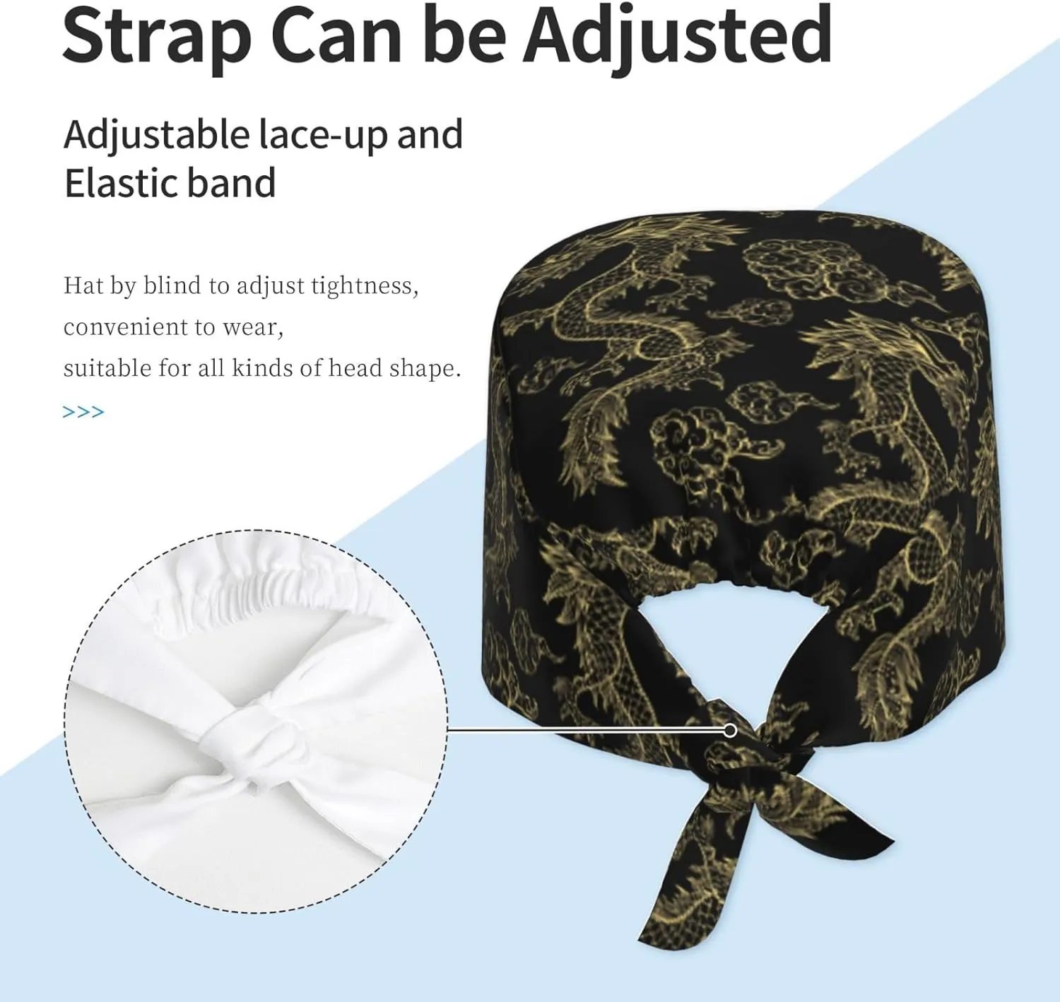 Working Cap with Sweatband Comfortable and Breathable Adjustable for Men Women Scrub Cap