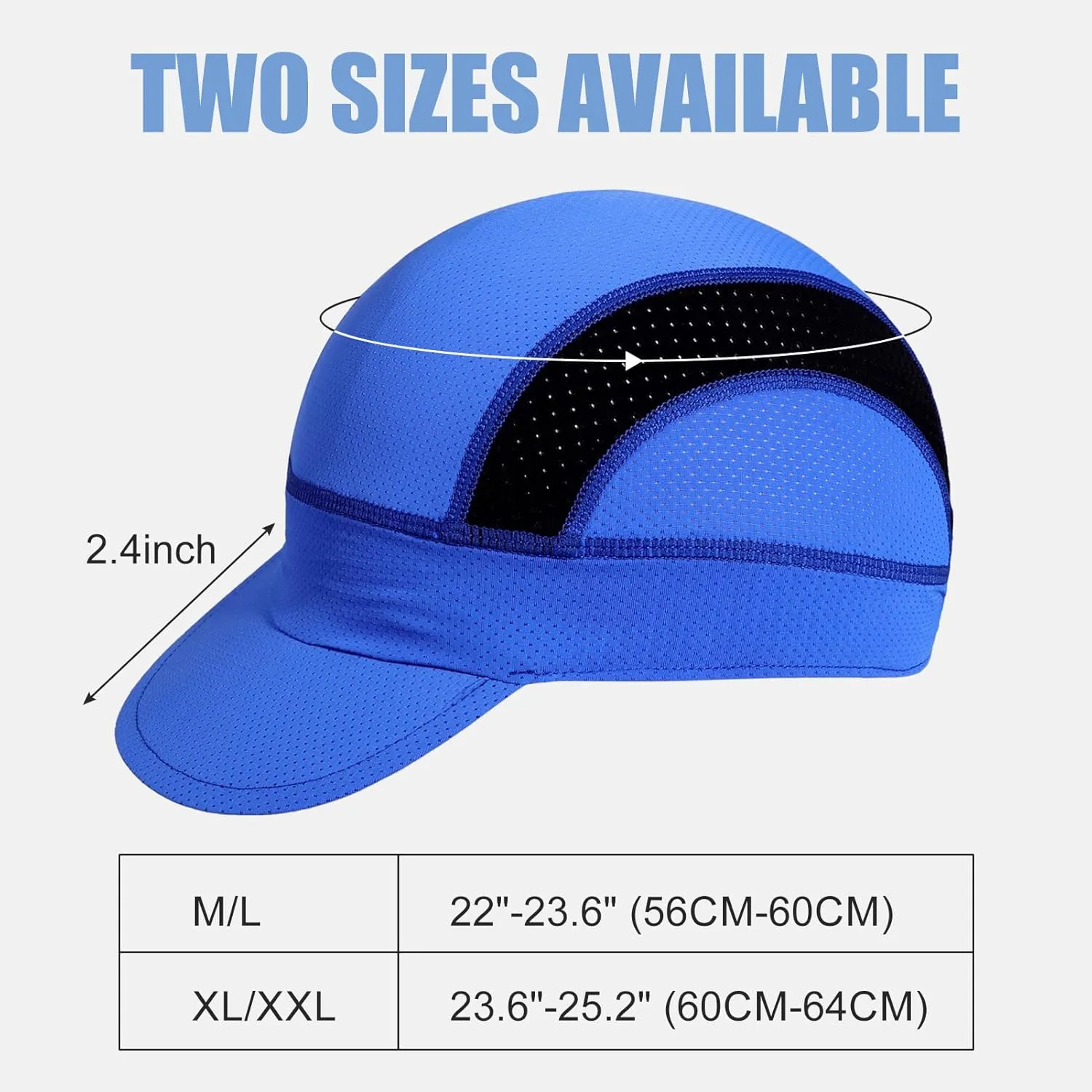 XXL Cooling Cycling Cap Skull Caps Under Helmet Mesh Hats with Sun Visor for Big Head Bike Hard Hat Liner for Men