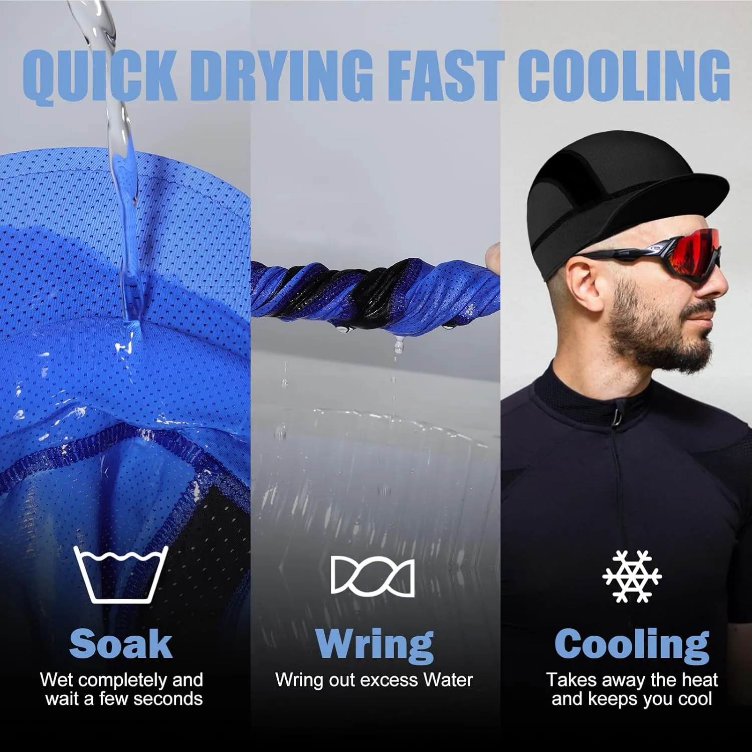 XXL Cooling Cycling Cap Skull Caps Under Helmet Mesh Hats with Sun Visor for Big Head Bike Hard Hat Liner for Men