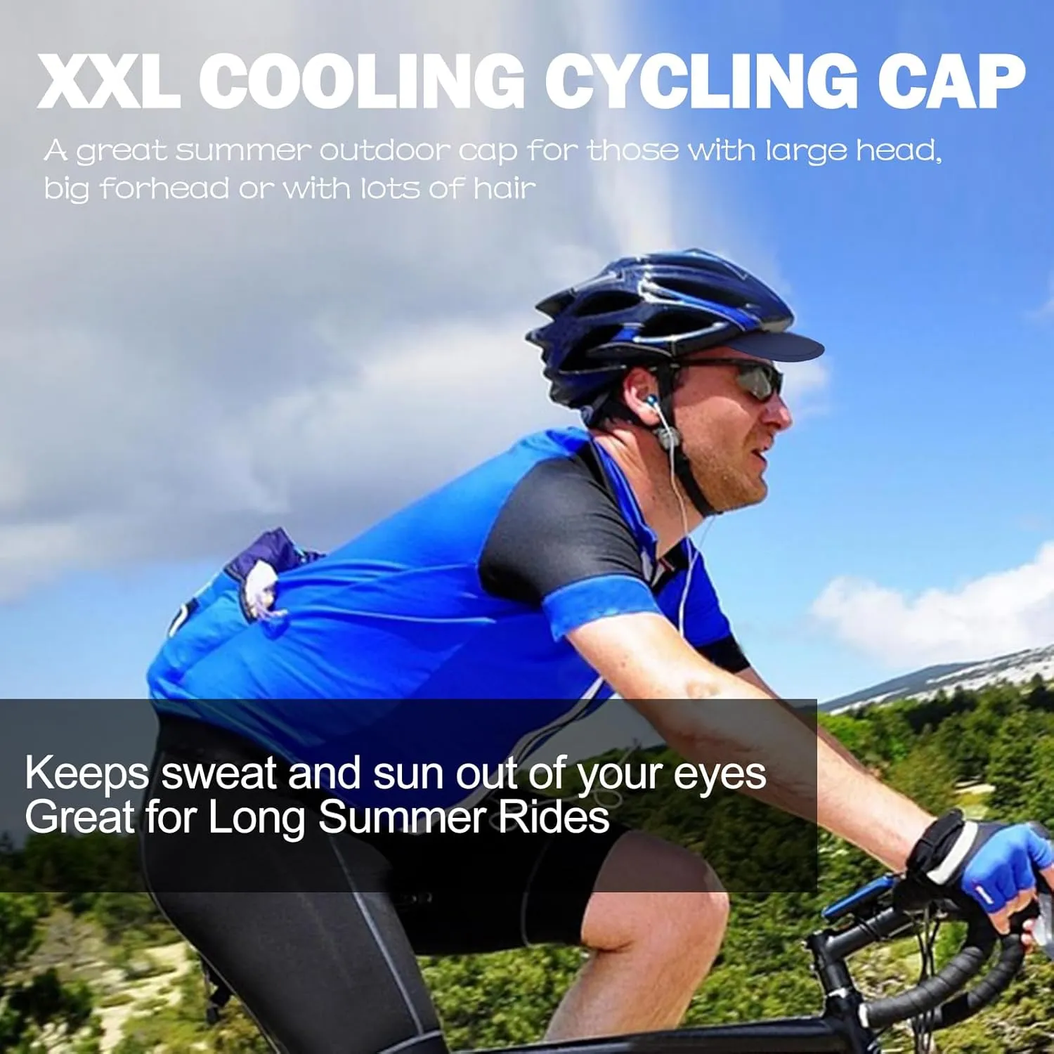 XXL Mesh Cycling Cap for Men Big Head Cooling Skull Cap Bike Hard Hat Liner with Sun Visor, Men Big Size Cycling Hat