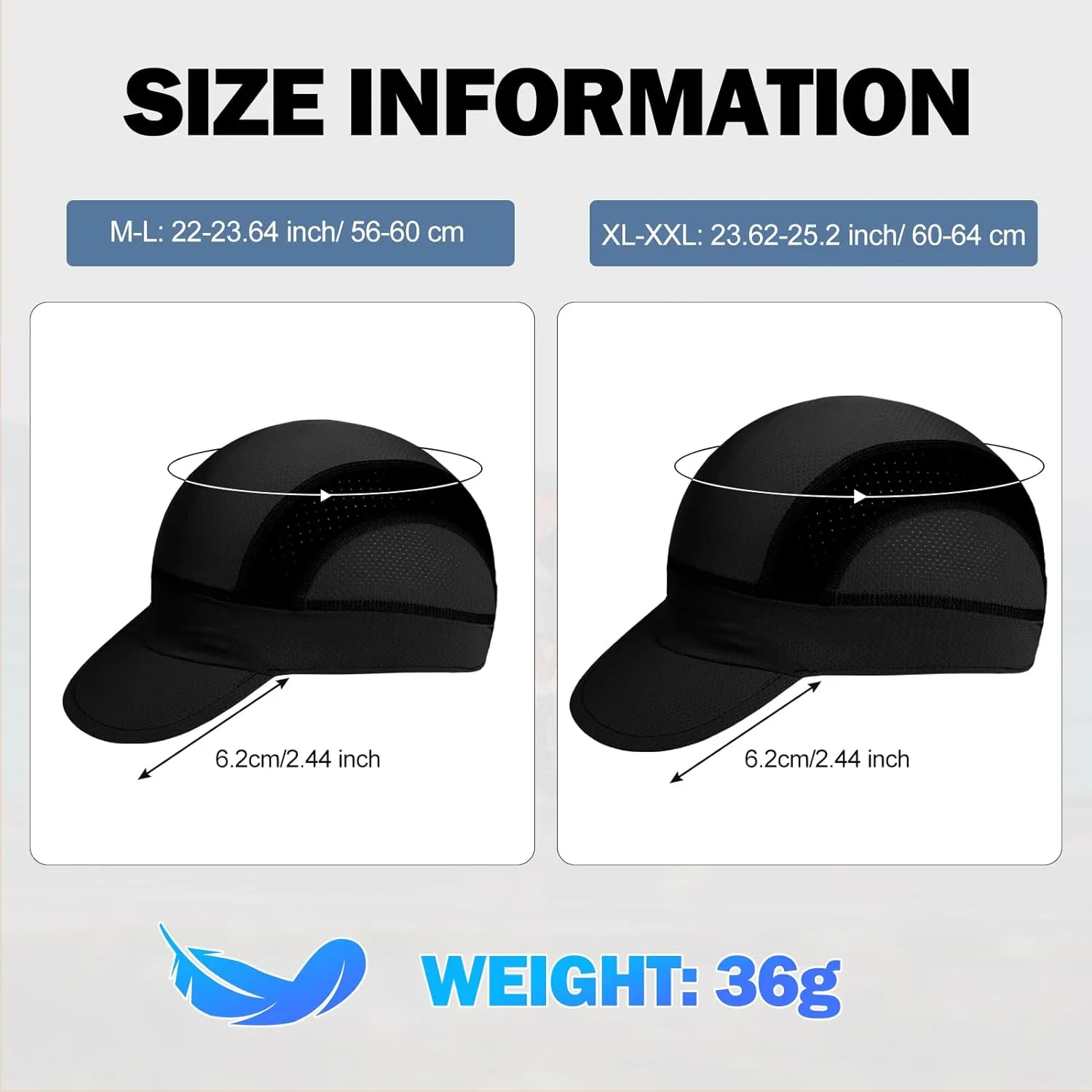 XXL Mesh Cycling Cap for Men Big Head Cooling Skull Cap Bike Hard Hat Liner with Sun Visor, Men Big Size Cycling Hat