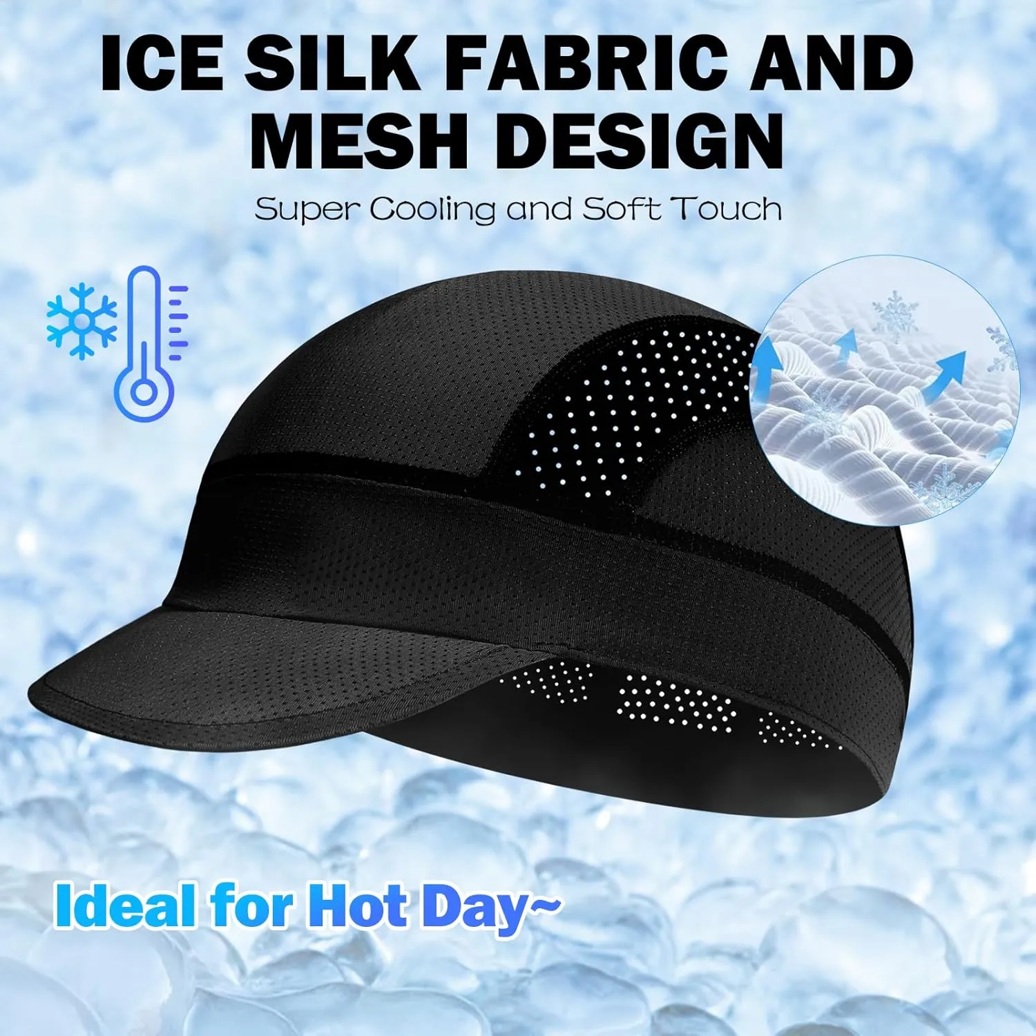 XXL Mesh Cycling Cap for Men Big Head Cooling Skull Cap Bike Hard Hat Liner with Sun Visor, Men Big Size Cycling Hat